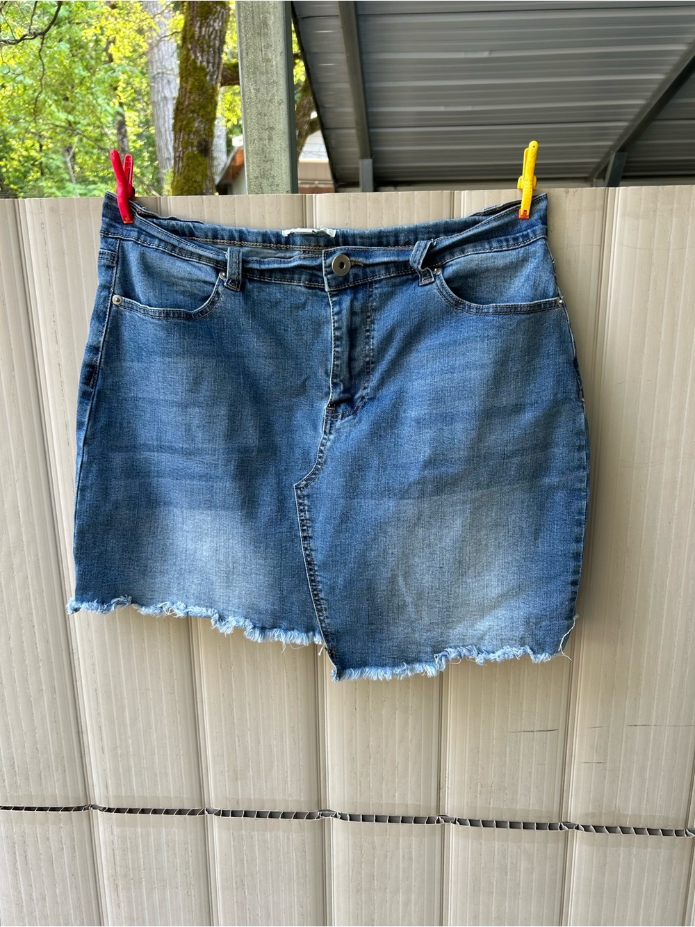 Forever 21 Denim Asymmetrical Frayed Mini Skirt Plus Size
